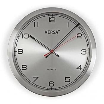 Reloj de Pared Decorativo Versa Huntington, Color Cromado, Medidas (Al x L x An) 30 x 4,3 x 30 cm, Funciona con 1 pila 1.5 V AA (no