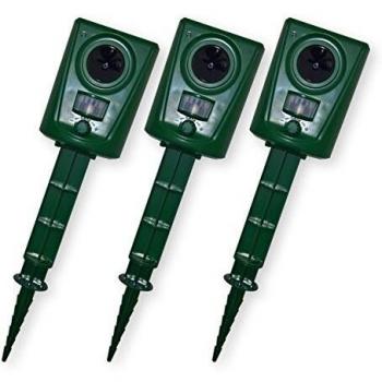 ISOTRONIC Repelente de Animales ultrasónico |Ahuyentaodr con ultrasonidos para Perros, Gatos, martas, mapaches y Aves | Repelente acústico de Animales para jardín, balcón, huerto, Granero | Set de 2