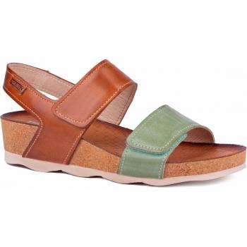 Sandalia cuña de piel Pikolinos Mahon para mujer color verde menta