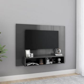 Mueble de TV de pared vidaXL en madera contrachapada y aglomerado gris brillante, dimensiones 120x23,5x90 cm, ideal para salón y televisor