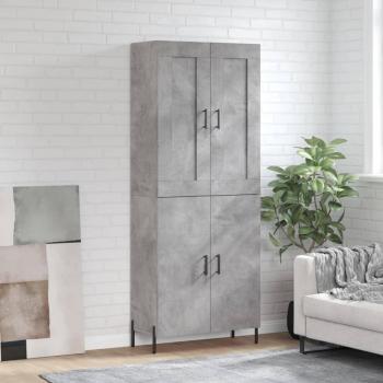 Aparador alto de madera contrachapada gris hormigón 69,5x34x180 cm