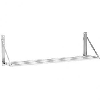 Estante de Pared Plegable de Acero Inoxidable - Diseño con Barras - 120 x 30 cm - Soporta hasta 40 kg