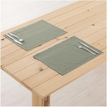 Mantel individual hidrofugado antimanchas de lino 100% color verde militar - Pack 2 unidades