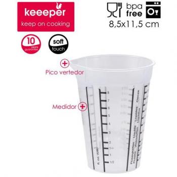 KEEEPER - 2X JARRA MEDIDORA PARA PEQUEÑAS CANTIDADES, CON CONO MEDIDOR INTERNO, 250 ML - TRANSPARENTE NEGRO