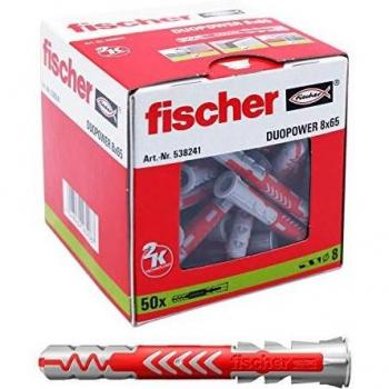 fischer - Tacos pared 8x65 DuoPower Largo para hormigón, Caja 50 uds