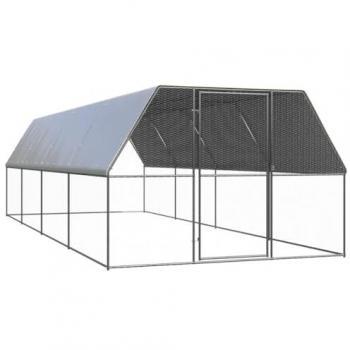 Jaula gallinero de acero galvanizado 3x8x2 m Vidaxl Plateado