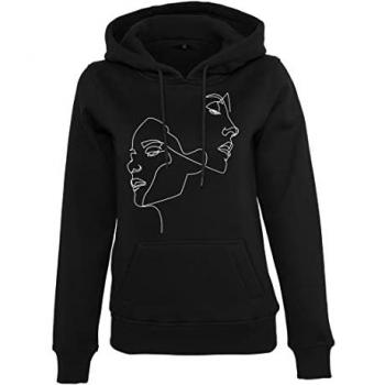 Sudadera con capucha negra para mujer Mister Tee One Line Fit, talla S, 65% algodón, 35% poliéster, corte relajado