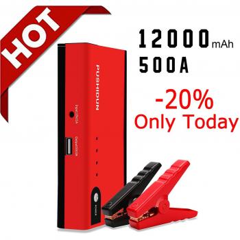 Jump Starter 12000mAh 600A Arrancador de Coche con USB Y LED Flashlights