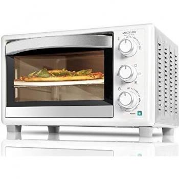 Cecotec Horno de Sobremesa de Convección 26 L Bake&Toast 610 4Pizza. 1500 W, Especial para Pizza, 6 Funciones, Temperatura regulable, Luz interior, Puerta con doble cristal, Blanco