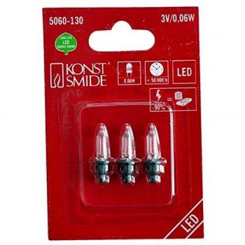 Bombillas de repuesto LED Konstsmide 3V 0.06W (paquete de 3) con zócalo verde y luz cálida