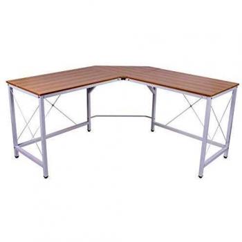 HOMCOM Mesa de Ordenador PC Escritorio para Oficina Hogar Tipo Mesa Esquinera Forma L Marco Metal 150x150x76cm