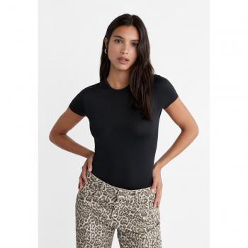 Black Short Sleeve Polyamide Bodysuit XS