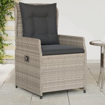 Sillas de jardín reclinables 2 piezas Polyrattan gris claro
