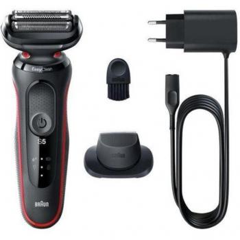 Afeitadora Braun Series 5 51-R1200 - Maquinilla de Afeitar Eléctrica para Barba con 3 Cuchillas, EasyClean, Wet & Dry, Color Rojo