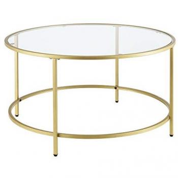 Mesa de centro Kouvola redonda de vidrio y acero dorado Ø84 x 45,5 cm