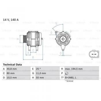Alternador BOSCH 0 986 046 210