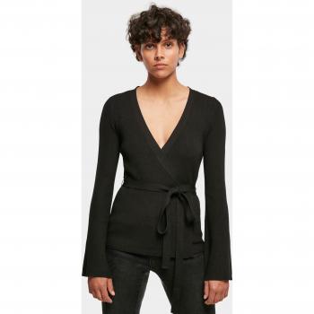 Urban Classics Women's Ribbed Knit Wrap Cardigan - Black