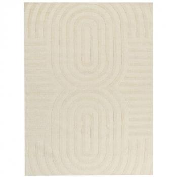 Alfombra de lana moderna beige 300 x 400 cm con diseño geométrico minimalista para salón