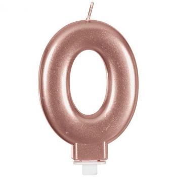 Vela Metalizada Oro y Rosa Número 0, de 8 cm
