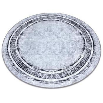 Alfombra Lavable Miro 51254.802 Círculo Mármol Griego Antideslizante - Gris/Negro 100 cm