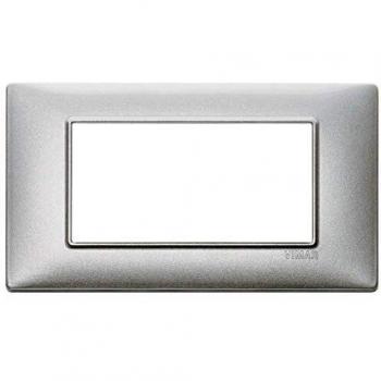 Placa Vimar Plana 4 Módulos Color Argento Metallizado
