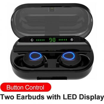 Auriculares Inalámbricos Bluetooth 5.0 TWS Deportivos Impermeables con Micrófono y Cancelación de Ruido LED