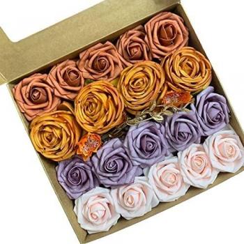 Roqueen Flores Artificiales Rosa Flores Falsas para DIY Ramos de Boda Centros de Mesa Arreglos Fiesta Nupcial Mesa Silla Decoración Pastel Decoración Hogar Decoraciones