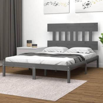Estructura de cama de madera maciza gris king size 150x200 cm