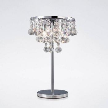 Lámpara de mesa Atla con 3 bombillas, cromo pulido y cristal