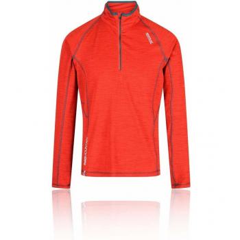 Regatta Yonder Quick Drying Zip Neck Long Sleeve Grid Jersey Polos/Camisetas, Hombre, Burnt Salmon, Extra-Large