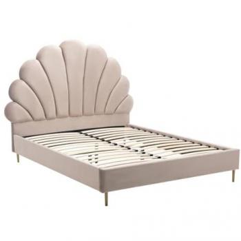 Cama con Forma de Concha 140 x 190 cm - Terciopelo Beige - LIVAYA