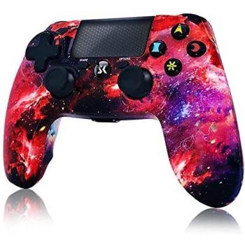 Mando Inalámbrico para PS4, Controlador de Doble Vibración de Alto Rendimiento Compatible con Playstation 4 / Pro/Slim/PC con Función De Audio, Mini LED - Galaxy