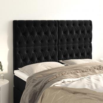 Cabeceros de terciopelo negro 4 unidades 80x7x78/88 cm