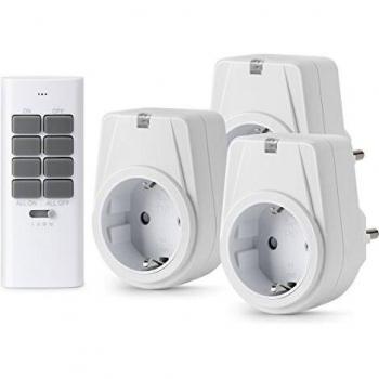 Enchufes Inalámbricos Interruptor Domotica Inteligentes 1000W 12 Canales programador Enchufes con Mando a Distancia, 3 Enchufes de Radio y 1 Control Remoto para Electrodomésticos, Hasta Máx de 30m