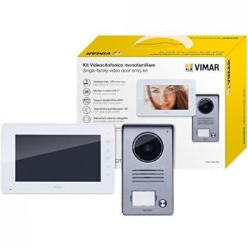 Vimar K40910 Kit videoportero de superficie contenido: videoportero con teclado capacitivo LCD 7 in, placa de entrada audio/vídeo, alimentador con clavijas intercambiables, gris