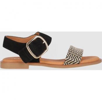 Sandalias planas de piel Musaka 03 negro Chika10