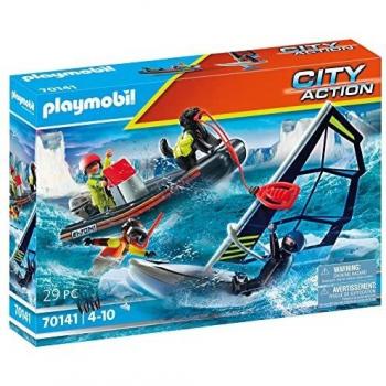 PLAYMOBIL City Action 70141 Rescate Marítimo: Rescate Polar con Bote, Juguetes para niños a partir de 4 años