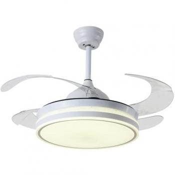 Ventilador de Techo Bel Air Home Cocon con Motor DC, Aspas Desplegables y Luz LED 36W - Ahorro Energético y Mando a Distancia (Blanco)
