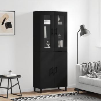 Aparador alto de madera contrachapada negro 69,5x34x180 cm