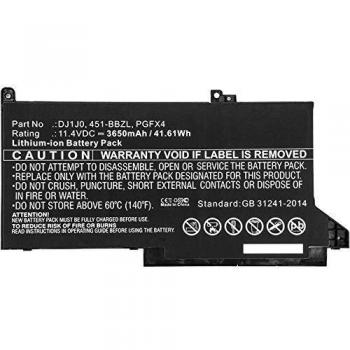 Batería de repuesto CoreParts MBXDE-BA0140 para laptop Dell Latitude 12, 42Wh Li-ion 11.4V 3650mAh Negra
