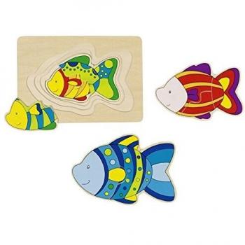 Goki-57897 Puzzles de Madera, Multicolor