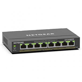 NETGEAR Switch PoE de 8 puertos Smart Plus GS308EPP, Switch Ethernet con 8 x PoE+ a 123 W, montaje sobremesa/pared