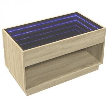 Mesa de centro con Infinity LED roble Sonoma 90x50x50 cm, mesita de Centro, Mesa Auxiliar, Mesa de salón