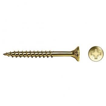 Tornillo para Madera Velox Avellanado con Impronta PZ, Diámetro 4.5 mm x 80 mm, Bicromatado, Embalaje de 100 Unidades