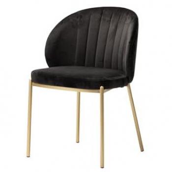 Silla Velvet Negro Lali 57x55x80 Cm - Comodidad Duradera, Metal/MDF/Velvet, Negro/Dorado