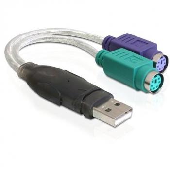 DeLock - Cable adaptador de PS/2 a USB, color negro