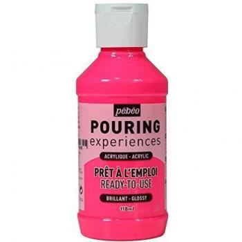 Pintura Acrílica Fluorescente Para Vertido Pébéo - 118 ml - Rosa Fluo
