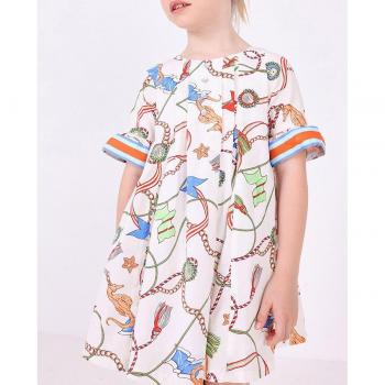 Vestido de algodón con estampado y mangas acampanadas