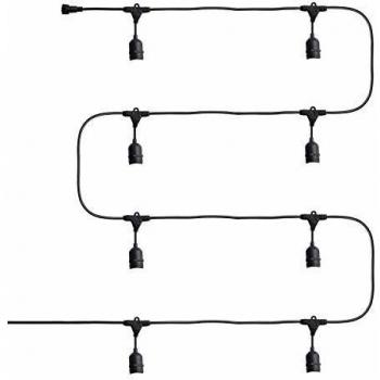 Guirnalda Exterior Waterproof IP65 8 Portalámparas E27 Casquillo Gordo 5.5m Negro