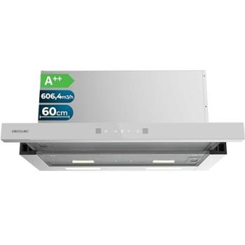 Campana Extractora Telescópica Cecotec Bolero Flux TLT 605501 Blanca A++, 60cm, 606,4m³/h Succión, Control Táctil Invisible, Función Booster, Filtros Lavables